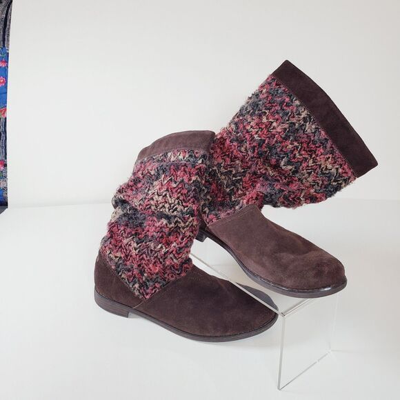 Toms Women's Suede Boots Size 9 Brown Slouchy Sweater Knit Mid-Calf Boho Serra - Picture 4 of 11